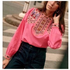 Sezane Tam Blouse in fuchsia